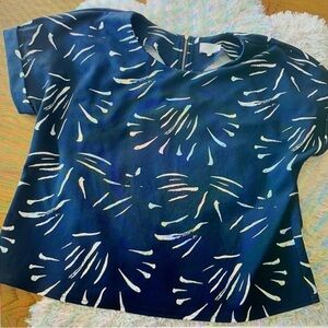 Navy Blue and White Patterned Top
